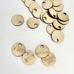 【最大1つ15円！】お好きな刻印が無料！丸型ウッドタグ10個