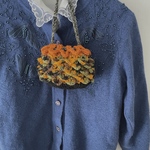 毛糸のポーチ　巾着　ハンドメイド　編み物