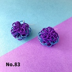 掛け結びの２色ピンポンマム　水引ピアス　No.83