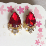 レインドロップピアス/イヤリング（レッド）