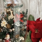 クリスマスツリー　ガラスドームツリー　ボトルフラワーアレンジ　小さなクリスマス　