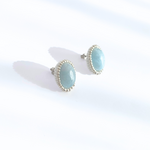 アクアマリン　刺繍ピアス