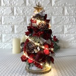 超早割〜クリスマス〜LEDライト付き木の実が詰まったクリスマスツリー　レッド【FD060】