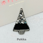 NEW【バイカラーツリー】 ブローチ/ビーズ/ビーズ刺繍/クリスマスツリー/ブラック/華やか/フォーマル
