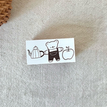 【2×4cm】 ポットとりんごとくまさんハンコ