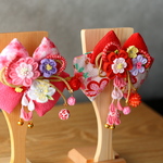 羽子板に飾る　ちりめん髪飾り　ワンタッチ装着(七五三/卒業式/入園式/成人式)