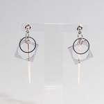 【再再販】シルバー×スモーク　スクエアラウンドホールピアス/イヤリング ss18
