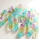 6個 天然石水晶⑥ クリスタル 氷柱 グラデーション 染め バイカラー トライカラー トリコロール 3色