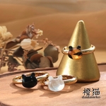硝子の猫のフリーサイズリング（サビ猫・黒猫・白猫.指輪by橙猫）