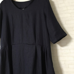 summer sale 濃紺リネンのVネックマキシワンピース