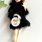 シワ加工☆ファー付きミニワンピース(ドール洋服)リカちゃんブライスの洋服【黒】
