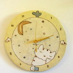 長田めぐみ＊ネコの時計　ネコとお月さま