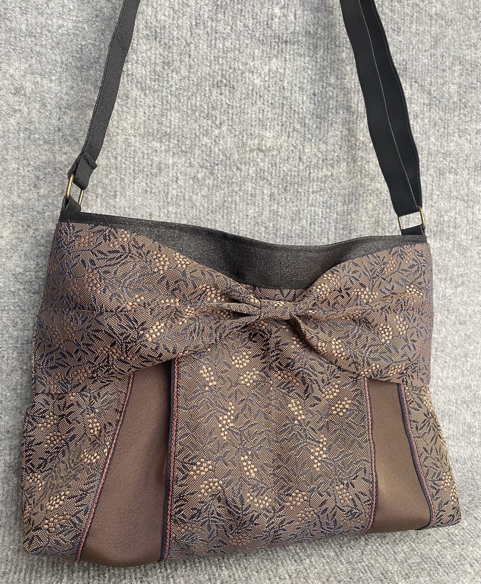 受注生産】倉敷畳縁シンプルリボンショルダーバッグ(南天