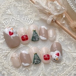 クリスマス サンタ 雪だるま  ツリー チェック ネイルチップ