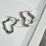 ☆再入荷 【2pcs】ステンレスハートフープピアス　シルバー