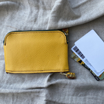 コンパクト革財布/ファスナー開け閉めが上下にある財布/yellow