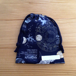 【sale】巾着  22×18センチ  給食袋、コップ袋など　宇宙ステーション🪐ネイビー(裏地なし)