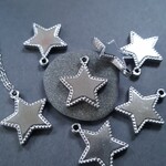 [1pcs] オール ステンレス スター 星 横幅約18mm シルバー 本ロジウムメッキ サージカルステンレス 金属アレルギー対応