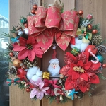 クリスマスリース☆№167赤ポインセチアクリスマスリース✨玄関リース✨☆✨クリスマス✨