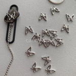 8pcs シルバー バタフライ ネイルパーツ 貼り付けパーツ コネクター にも🙆‍♀️ 蝶々 メタルパーツ
