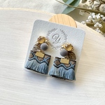 ネイビーリボンタッセルのビジューピアス／イヤリング