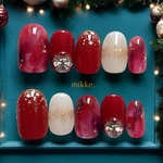  【 カラー変更無料 】ネイルチップ〔 mikke. 〕 / ボルドー 赤 ニュアンス べっ甲 クリスマス 冬
