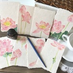 【受注生産】型染手漉き和紙絵はがき　蓮の花　8種セット