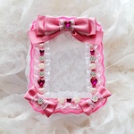 推し活グッズ 硬質ケース トレカケース  推し活リボン  推し色リボン  ブロマイドケース アイドル写真 公式ブロマイド写真 B7 L版ケース ピンク ギフト ラッピング 