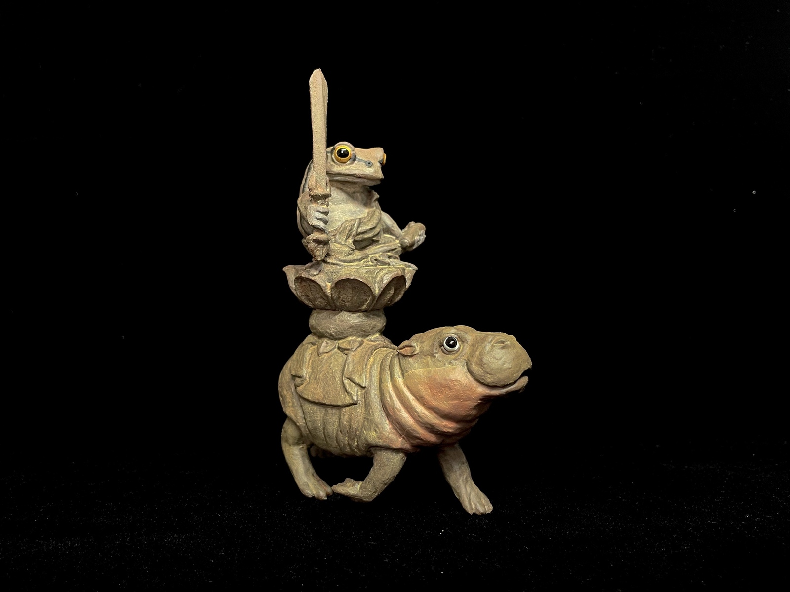 風神雷神像(アメフクラガエルver.)　カエル　フィギュア　ガレージキット 最終値下げ 風神雷神像(アメフクラガエルver.) カエル