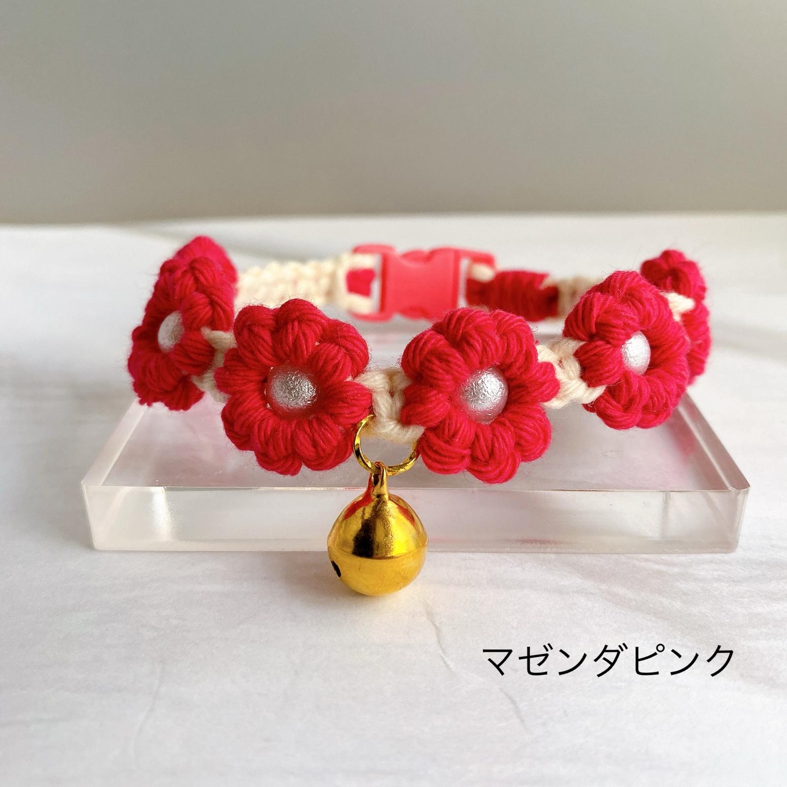 カラーが増えました♡】マクラメ編み お花の首輪 ペット用チョーカー