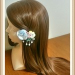 【鯉党祝】✿*:blue rose✿*:ビジュー煌めく薔薇と小花のキラ☆ユラバレッタ【小ぶりサイズ】No.1