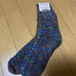 模様編み靴下　ハンドメイド
