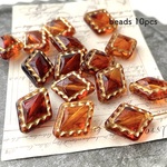 10pcs★ beads・rhombus brown mix（アクリルビーズ）