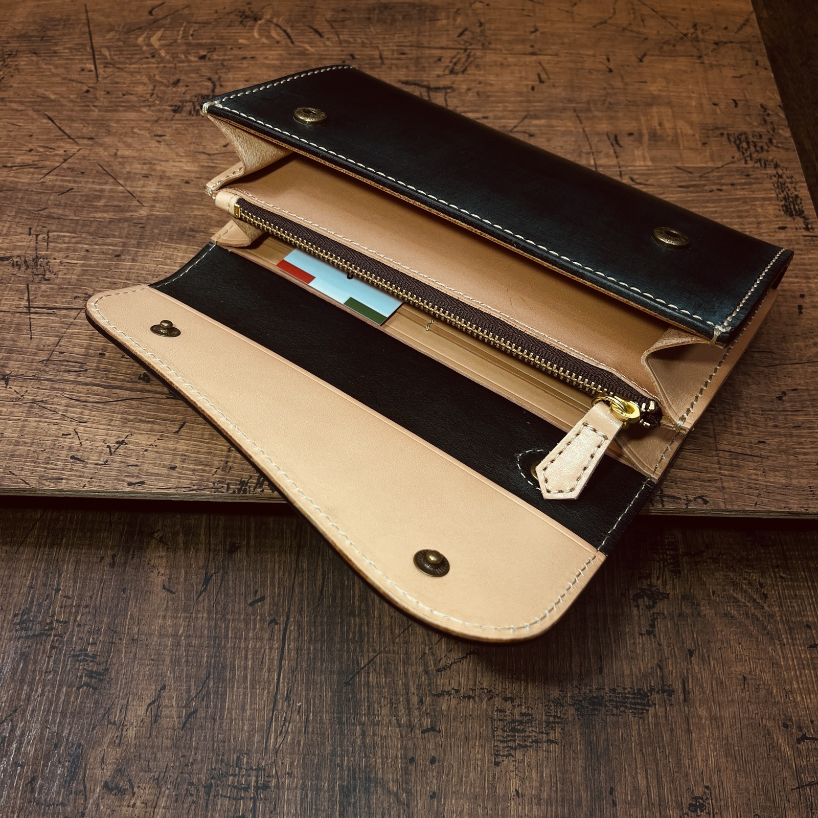 長財布 本革 ブライドルレザー メンズ ヌメ革 ロングウォレット 栃木