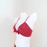 リネン100％　ブラジャー　赤い下着　麻