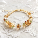 【銀杏黄葉💛✨ いちょうこうよう 】ブランデーファントムシトリン ペリドット 天然石 マクラメ編み ブレスレット