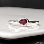 ルベライト　ピンクトルマリン　鮮やかな赤いしずく　0.33ct　シルバーSV925リング