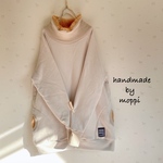 ★ふわもこゆったりタートル★薄ベージュ×キャメルファー