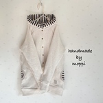 ★ロング丈前開きパーカー★オートミール×ボーダー