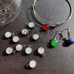 再入荷【2pcs】天然石　ステンレスチャーム　クリスタルクォーツ