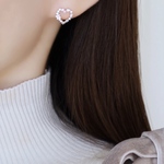 【ピアス/ハートパルフェ（ピンク）】 ハート　華奢　ギフト 金属アレルギー対応　ジルコニア　秋　コスモス　紅葉