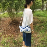 長財布が入る！ちょっとお出かけ用ポシェット（猫・青）
