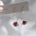 red*しずくローズディップフラワーピアス(イヤリング)