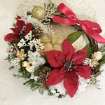 少し大きめ　赤系クリスマスハーフリース2（英字新聞を添えて）