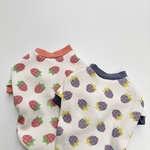 いちご柄リブニットTシャツ🍓ブル💙XL