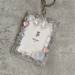 【B8トレカキーホルダー】硬質ケース 『pixy』 peach/ピンク/ハート/clear/透明