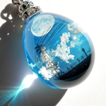  【オリジナル背景･鉄塔】雲レジン☆私が見てきた景色☆追憶☆清々しい青空☆空たまご11☆オススメ紐ペンダント