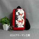 🔶ユニコーン＆馬の輸入生地と赤い１１号帆布で作ったボディバッグ