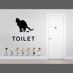 スマートなトイレ用サインステッカー（猫) | トイレマーク トイレサイン かわいい 扉マーク ドアサイン シール 賃貸可
