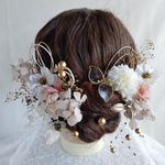 ワイン色の赤のオシャレなブライダルヘッドドレス